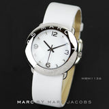 Buy Shop Marc Jacobs Amy White Dial White Leather Strap Watch for Women - MBM1136 USA Online