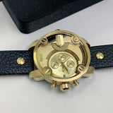 Buy Shop Diesel Mr Daddy Gold Dial Black Leather Strap Watch For Men - DZ7363 USA Online