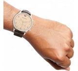 Buy Shop Emporio Armani Classic Chronograph Cream Dial Brown Leather Strap Watch For Men - AR1878 USA Online