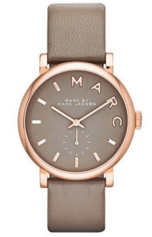 Buy Shop Marc Jacobs Baker Grey Dial Grey Leather Strap Watch for Women - MBM1266 USA Online