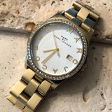 Buy Shop Marc Jacobs Henry Diamonds White Dial Gold Steel Strap Watch for Women - MBM3045 USA Online