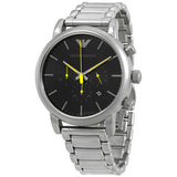 Buy Shop Emporio Armani Luigi Chronograph Black Dial Silver Steel Strap Watch For Men - AR11324 USA Online