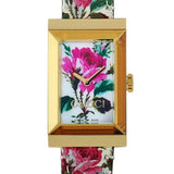 Buy Shop Gucci G-Frame Floral Mother of Pearl Dial White Leather Strap Watch For Women - YA147406 USA Online