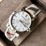 Buy Shop Burberry The City Silver Dial Brown Leather Strap Watch for Women - BU9136 USA Online