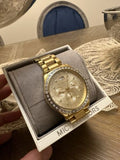 Buy Shop Michael Kors Brinkley Diamonds Gold Dial Gold Steel Strap Watch for Women - MK6187 USA Online