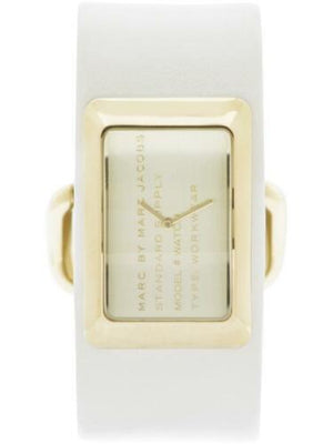 Buy Shop Marc Jacobs Champagne Dial White Leather Strap Watch for Women - MBM2043 USA Online