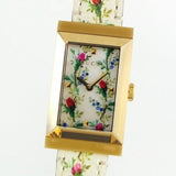 Buy Shop Gucci G-Frame Floral Mother of Pearl Dial White Leather Strap Watch For Women - YA147407 USA Online