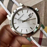 Buy Shop Burberry The City Silver Dial Brown Leather Strap Watch for Women - BU9136 USA Online
