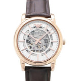 Buy Shop Emporio Armani Meccanico Silver Skeleton Dial Brown Leather Strap Watch For Men - AR1983 USA Online