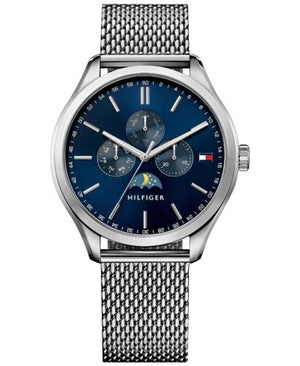 Buy Shop Tommy Hilfiger Oliver Quartz Blue Dial Silver Mesh Bracelet Watch for Men - 1791302 USA Online