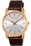 Buy Shop Calvin Klein City Silver Dial Brown Leather Strap Watch For Men - K2G21629 USA Online