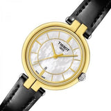 Buy Shop Tissot Flamingo Mother of Pearl White Dial Black Leather Strap Watch For Women - T094.210.26.111.00 USA Online