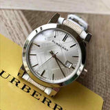 Buy Shop Burberry The City Silver Dial Brown Leather Strap Watch for Women - BU9136 USA Online