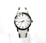 Buy Shop Burberry The City Silver Dial White Leather Strap Watch for Women - BU9019 USA Online