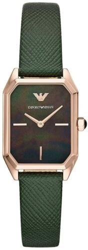 Buy Shop Emporio Armani Gioia Analog Black Mother of Pearl Dial Green Leather Strap Watch For Women - AR11149 USA Online