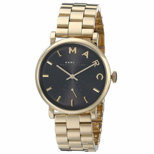 Marc Jacobs Baker Black Dial Gold Steel Strap Watch for Women - MBM3355