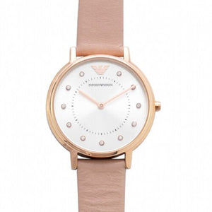 Buy Shop Emporio Armani Kappa Rose Gold & White Dial Beige Nude Leather Strap Watch For Women - AR2510 USA Online