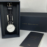 Buy Shop Daniel Wellington Classic Petite Sheffield White Dial Black Leather Strap Watch For Women - DW00100186 USA Online