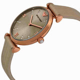 Buy Shop Emporio Armani Gianni T Bar Gunmetal Dial Beige Leather Strap Watch For Women - AR1681 USA Online