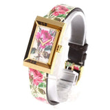 Buy Shop Gucci G-Frame Floral Mother of Pearl Dial White Leather Strap Watch For Women - YA147406 USA Online