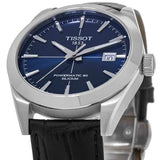 Buy Shop Tissot Gentleman Powermatic 80 Silicium Blue Dial Black Leather Strap Watch For Men - T127.407.16.041.01 USA Online