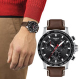 Tissot Supersport Chrono Black Dial Brown Leather Strap Watch for Men - T125.617.16.051.01