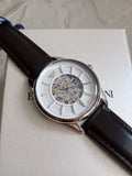 Buy Shop Emporio Armani Meccanico White Dial Brown Leather Strap Watch For Men - AR1946 USA Online