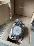 Burberry The City Chronograph Silver Dial Silver Steel Strap Watch for Men - BU9350