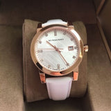 Burberry The City Diamonds White Dial White Leather Strap Watch for Women - BU9130