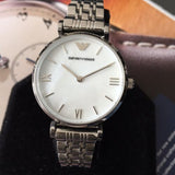 Emporio Armani T Bar Mother of Pearl Dial Steel Strap Watch For Women - AR1682