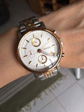 Buy Shop Fossil Boyfriend Chronograph White Dial Two Tone Steel Strap Watch for Women - ES3840 USA Online