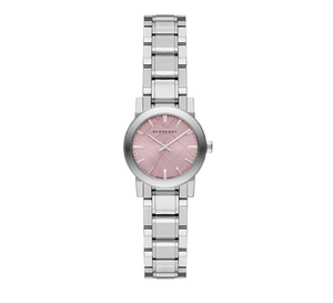 Buy Shop Burberry The City Diamonds Pink Dial Silver Steel Strap Watch for Women - BU9231 USA Online
