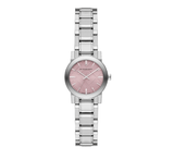 Burberry The City Diamonds Pink Dial Silver Steel Strap Watch for Women - BU9231