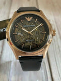 Buy Shop Emporio Armani Meccanico Black Dial Black Leather Watch For Men - AR60004 USA Online