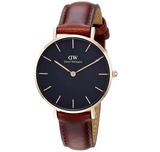 Buy Shop Daniel Wellington Classic Petite St Mawes Black Dial Brown Leather Strap Watch For Women - DW00100225 USA Online
