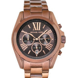 Michael Kors Bradshaw Chronograph Brown Dial Brown Steel Strap Watch For Women - MK6247