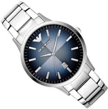 Buy Shop Emporio Armani Renato Blue Dial Silver Steel Strap Watch For Men - AR2472 USA Online
