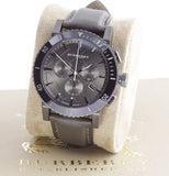 Buy Shop Burberry The City Chronograph Ion Plated Grey Dial Grey Leather Strap Watch for Men - BU9384 USA Online