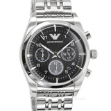 Buy Shop Emporio Armani Franco Black Dial Silver Steel Strap Watch For Men - AR0373 USA Online