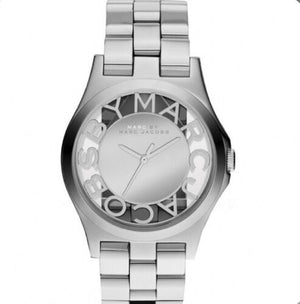Buy Shop Marc Jacobs Henry Transparent Silver Dial Silver Steel Strap Watch for Women - MBM3205 USA Online