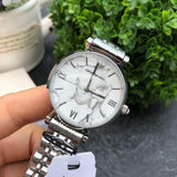 Buy Shop Emporio Armani Gianni T Bar White Marble Dial Silver Steel Strap Watch For Women - AR11170 USA Online
