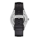 Buy Shop Emporio Armani Meccanico Silver Skeleton Dial Black Leather Strap Watch For Men - AR2072 USA Online
