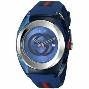 Buy Shop Gucci Sync XXL Quartz Blue Dial Blue Rubber Strap Watch For Men - YA137104 USA Online