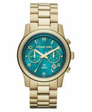 Buy Shop Michael Kors Runway Hunger Stop100 Series Blue Dial Gold Steel Strap Watch for Women - MK5815 USA Online