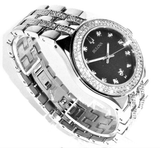 Bulova Crystal Collection Black Dial Silver Steel Strap Watch for Men - 96K102