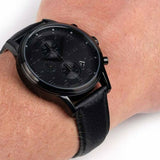 Buy Shop Hugo Boss Blackout Chronograph Black Dial Black Leather Strap Watch For Men - HB1512567 USA Online