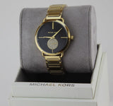 Buy Shop Michael Kors Portia Black Dial Gold Steel Strap Watch for Women - MK3788 USA Online