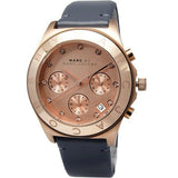 Marc Jacobs Blade Rose Gold Dial Black Leather Strap Watch for Women - MBM1188