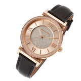 Buy Shop Michael Kors Catlin Rose Gold Crystal Dial Black Leather Strap Watch for Women - MK2376 USA Online