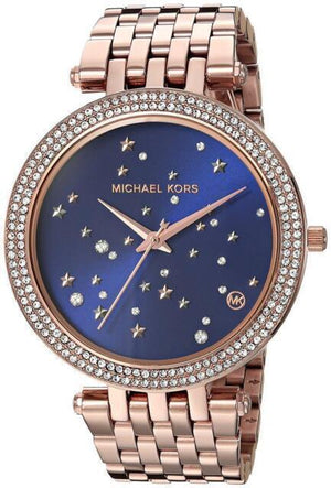 Buy Shop Michael Kors Darci Blue Dial Rose Gold Steel Strap Watch for Women - MK3728 USA Online